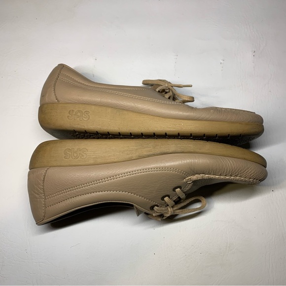 SAS Siesta Tan Beige Lace Up Moc Toe Flats Loafers Women’s Size 9.5 N - Picture 14 of 15